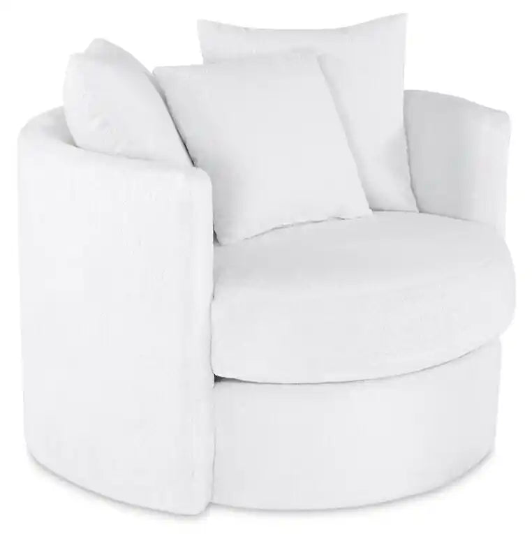Fauteuil d'appoint douillet pivotant en tissu chenille 42 po - Groove Midnight Blue