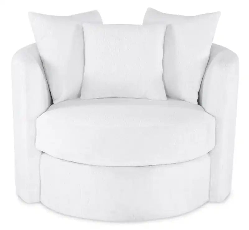 Fauteuil d'appoint douillet pivotant en tissu chenille 42 po - Groove Midnight Blue