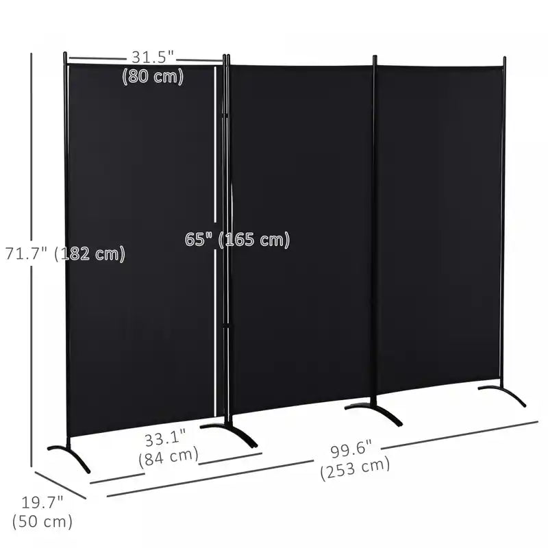 Paravent à double charnière, séparateur de pièce à 3 panneaux