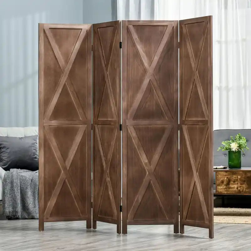 Paravent en bois à 4 panneaux de 1,7 m avec design pliable