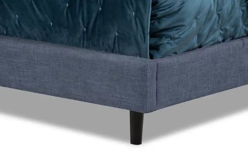 Lit plateforme tapissé en tissu taupe