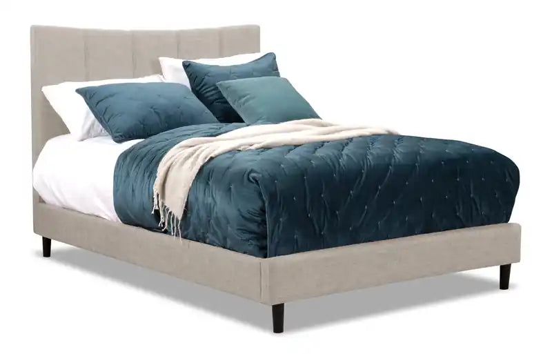 Paseo Upholstered Platform Bed in Taupe Fabric