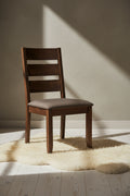 Plum Dining Chair with Polyester Fabric, Wood, Ladder-Back - Nutmeg Brown