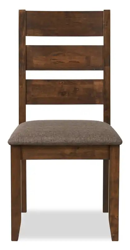 Chaise de salle à manger Plum en tissu polyester, bois, dossier à barreaux - Brun muscade