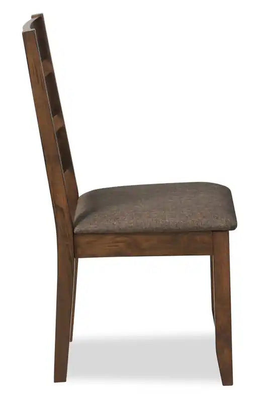 Chaise de salle à manger Plum en tissu polyester, bois, dossier à barreaux - Brun muscade