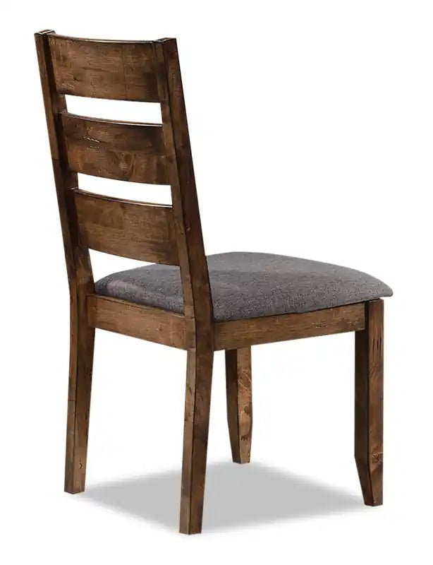 Chaise de salle à manger Plum en tissu polyester, bois, dossier à barreaux - Brun muscade
