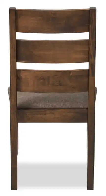 Chaise de salle à manger Plum en tissu polyester, bois, dossier à barreaux - Brun muscade