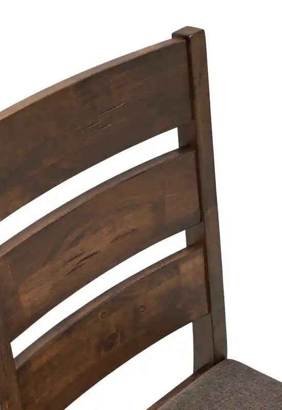 Chaise de salle à manger Plum en tissu polyester, bois, dossier à barreaux - Brun muscade