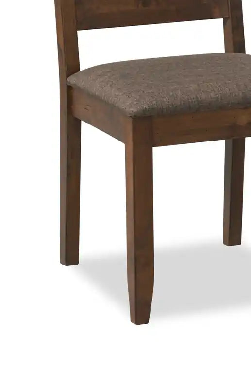 Chaise de salle à manger Plum en tissu polyester, bois, dossier à barreaux - Brun muscade