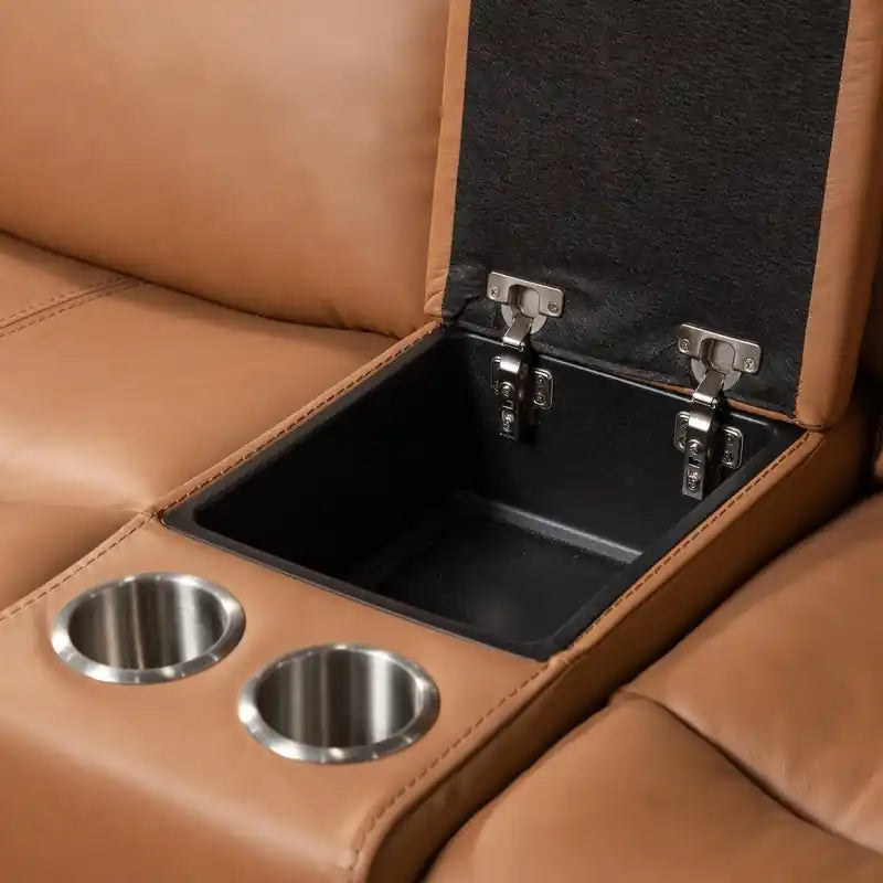 Causeuse inclinable électrique en cuir véritable 79 po avec appuie-têtes électriques