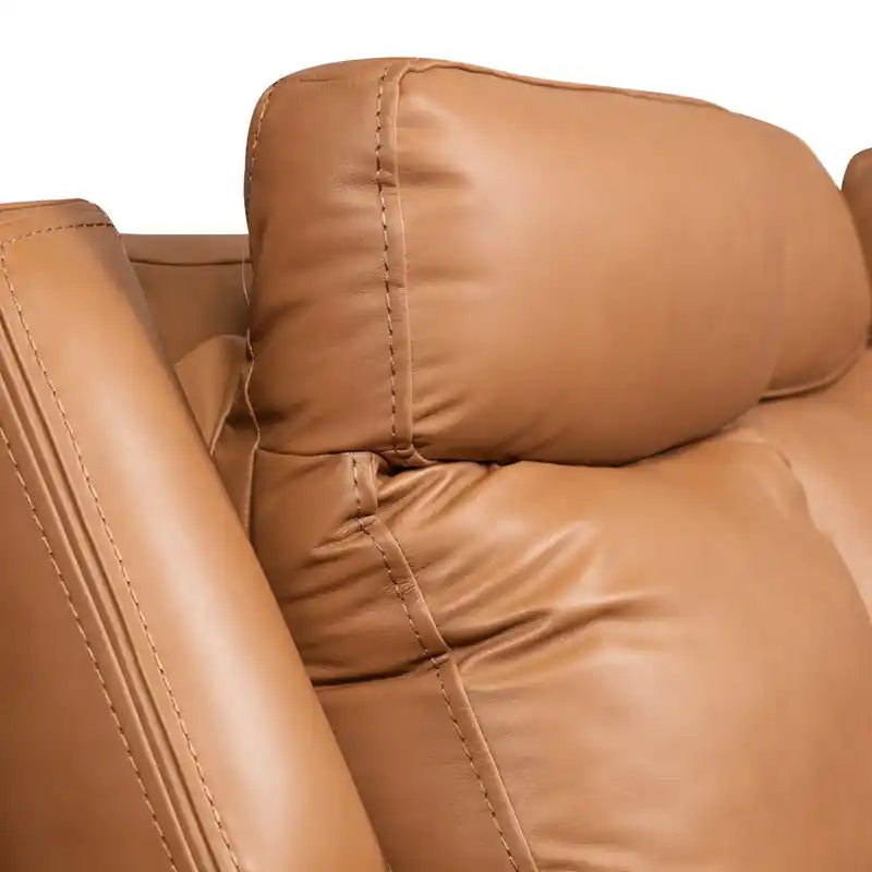 Causeuse inclinable électrique en cuir véritable 79 po avec appuie-têtes électriques