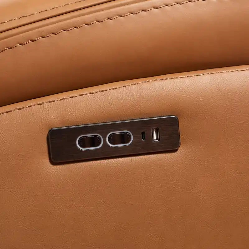 Causeuse inclinable électrique en cuir véritable 79 po avec appuie-têtes électriques
