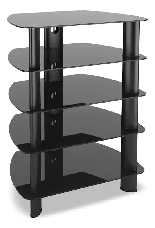 Laguna 26 Modern Audio Stand with Storage and Cable Management for TV's up to - Black Metal and Glass