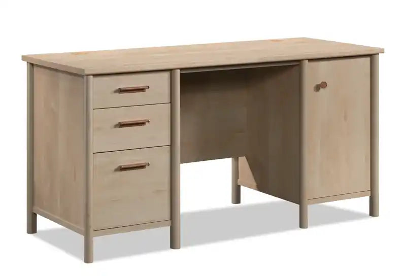 Whitaker Point 59.06 Commercial Grade Computer Office Desk with 3-Drawers & Cabinet - Natural Maple