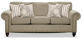 Made in Canada Wynn 93 Chenille Fabric Sofa with Nailhead Trim and Wood Bun Legs